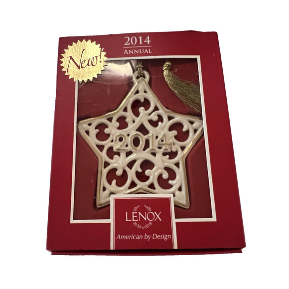Vintage NEW Lenox Porcelain Cut Work 2014 Christmas Star Pierced Ornament - Picture 1 of 4